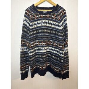 American Eagle‎ Mens Blue Fair Isle Nordic Sweater XL Vintage Preppy Cabincore